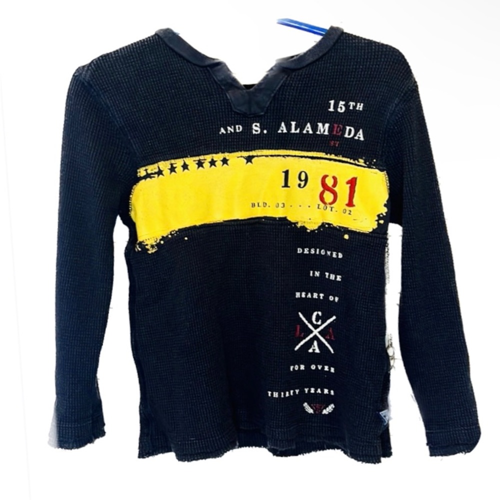 Guess Navy V-Neck Long Sleeve Thermal Shirt, Toddler Size 3T.